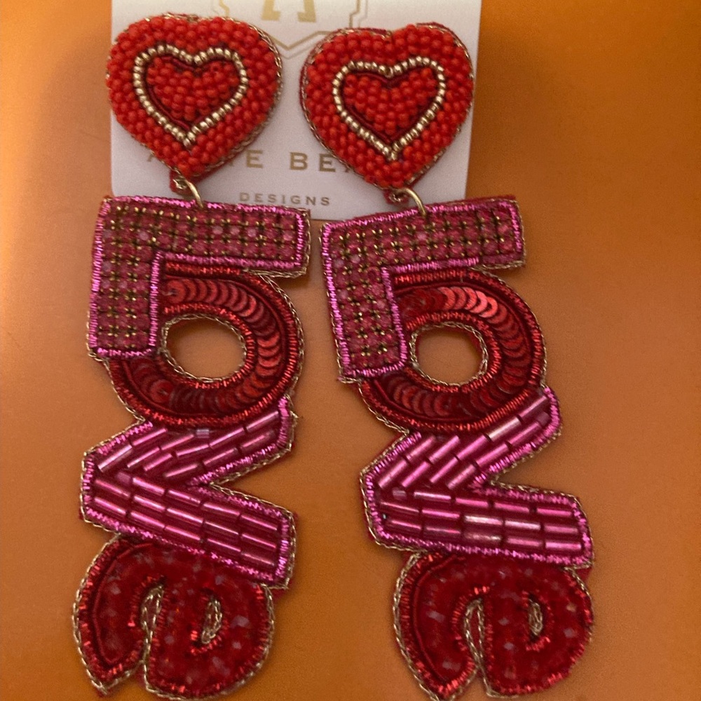 Beaded love earrings